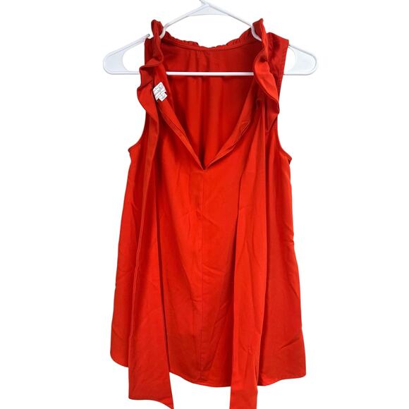 Mudpie Eloise Ruffle Neck Sleeveless Orange Women's Top Tie Back Small - Picture 8 of 9